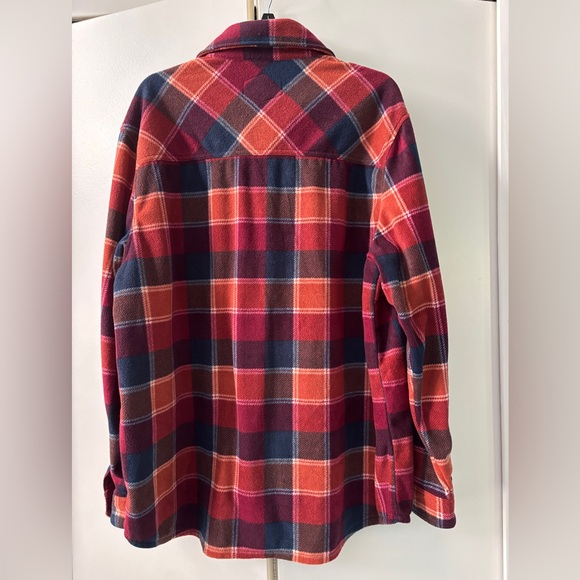Freedom Foundry NWT Mens Plush Plaid Fleece Shirt, Picante Red & Orange, XL - Picture 4 of 10